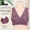 Plus Size Lace Front Zipper Wirefree Bra – Soft Cotton Cup for Middle-Aged & Elderly Women