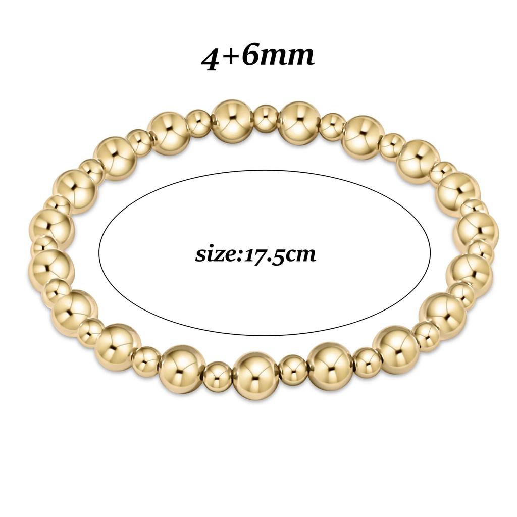 Vlen Bohemian Gold Ball Beaded Bracelet Set Handmade Fashion Chunky Statement Jewelry for Wedding Anniversary Gift