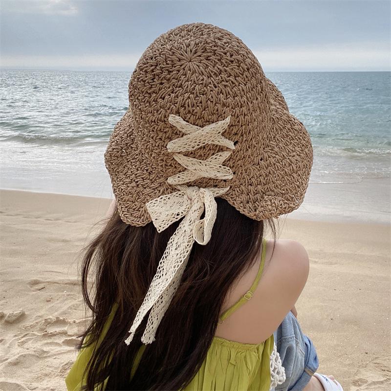 Women's Large Brim Foldable Breathable Straw Sun Hat for Summer Travel & Vacation