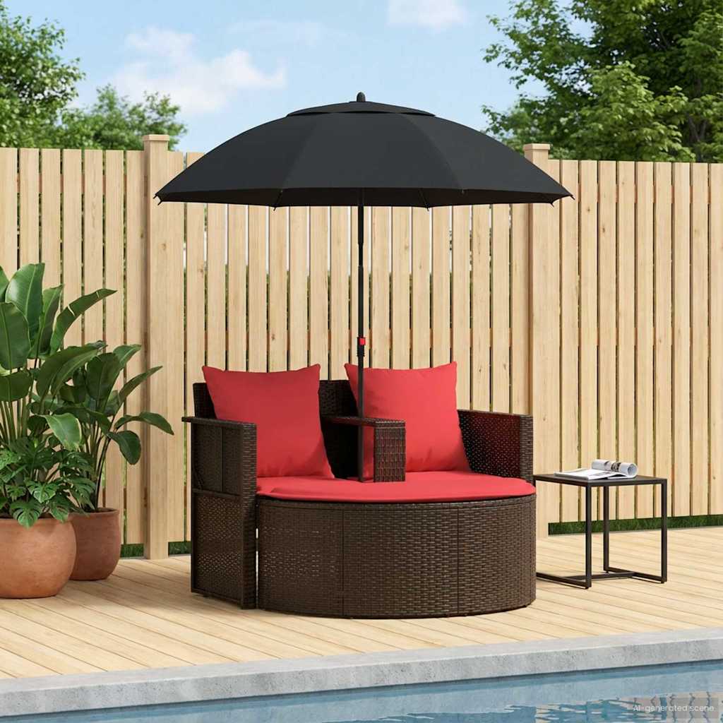 Garden Sofa in Brown and Red 168 x 168 x 180 cm Poly Rattan