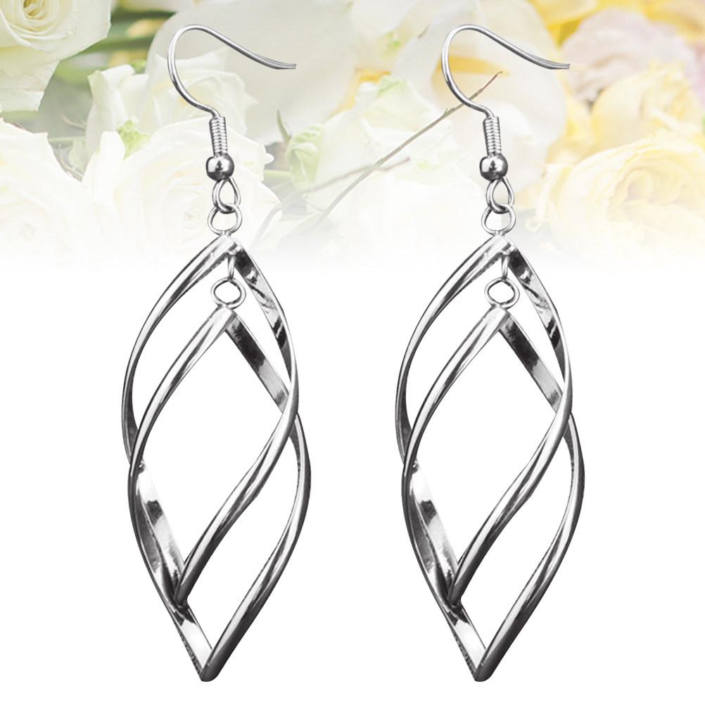 1Pair Titanium Steel Earrings for Women Minimalist Geometric Rhombus Eardrops Elegant Stylish Lightweight Hypoallergenic Daily серебряный