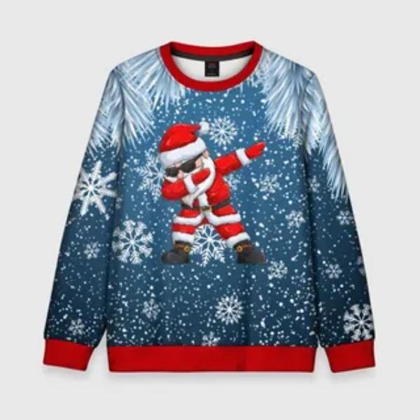 Autumn Winter New Men's Women's Santa Claus Creative Printed Round Neck Lightweight Casual Loose Pullovers