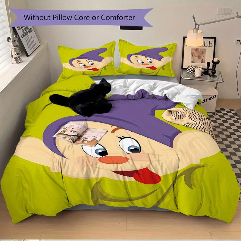3pcs Dopey Cartoon Printed Quilt Set Soft and Comfortable Quilt Cover for Bedroom, Guest Room W047