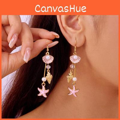 Summer Ocean Style Shell Pendant Earrings With Unique Geometric Design For Women