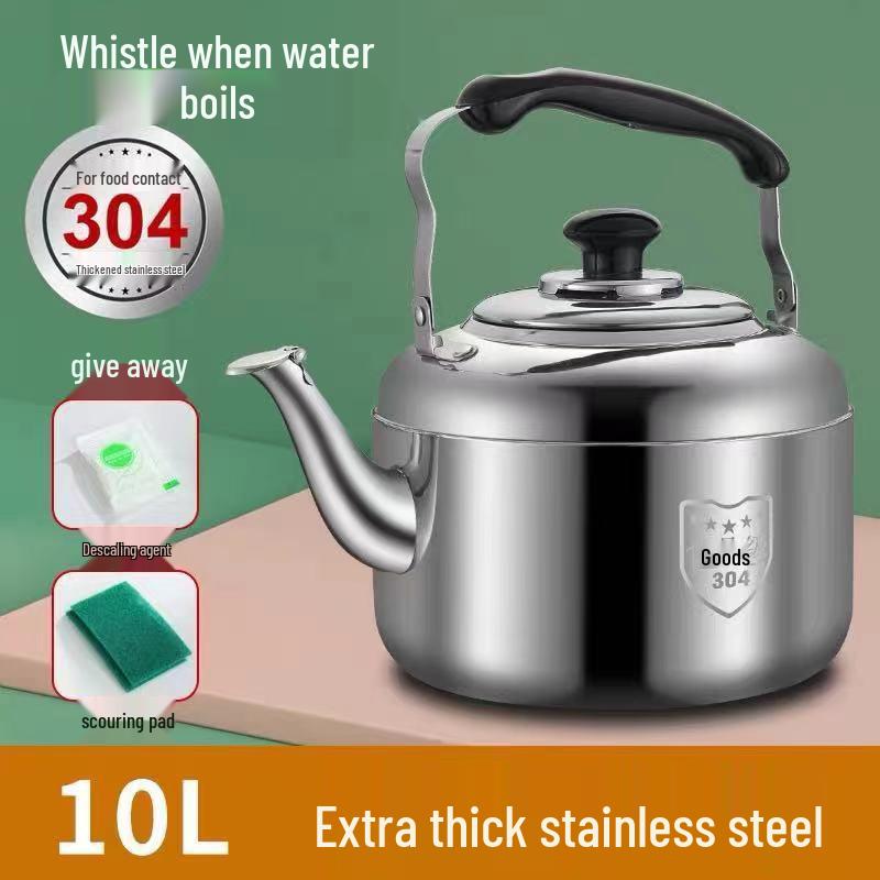 Large Capacity Stainless Steel Whistling Kettle - Thickened for Household or Commercial Use On Gas Stoves