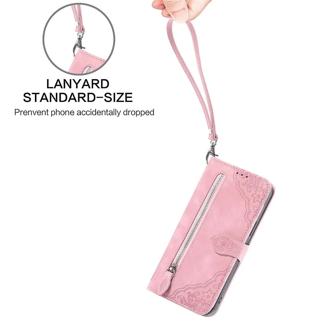 Zipper Leather Flip Wallet Case For OPPO Find X6 X8 Pro Reno 12 12F 13 Pro 7 7A 8 Lite A40 A40M A60 A80 A18 A38 A79 Phone Cover