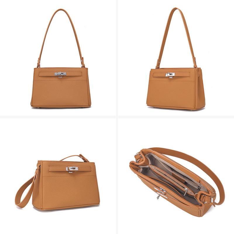 Genuine Leather Women's Retro Lock Messenger Bag - 2025 Commuter Shoulder Bag