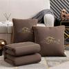 Dual-Use Embroidered Pillow Blanket: Office Nap & Car Cushion Combo