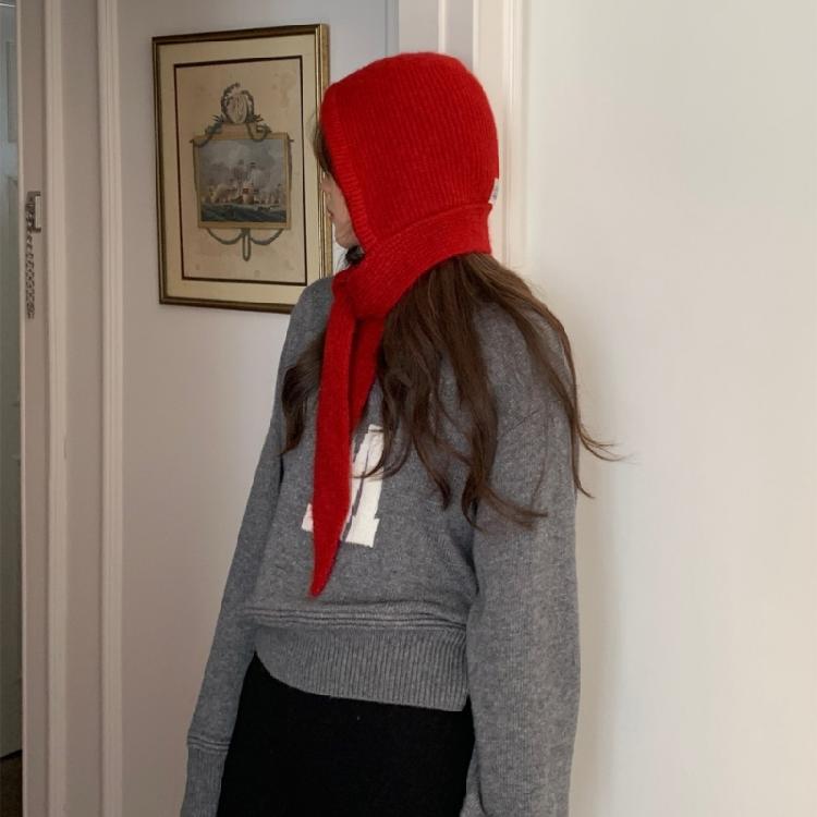 Fashionable Women Knitted Hat with Neck Coverage Unisex Teenager Protable Hat for Winter Sports and Leisures