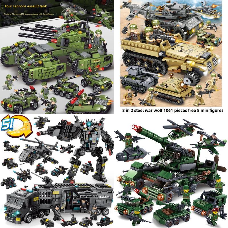 Bausteine Panzer 8in1 Militär Schwerer Panzer Modell Baustein Armee Spielzeug Junge