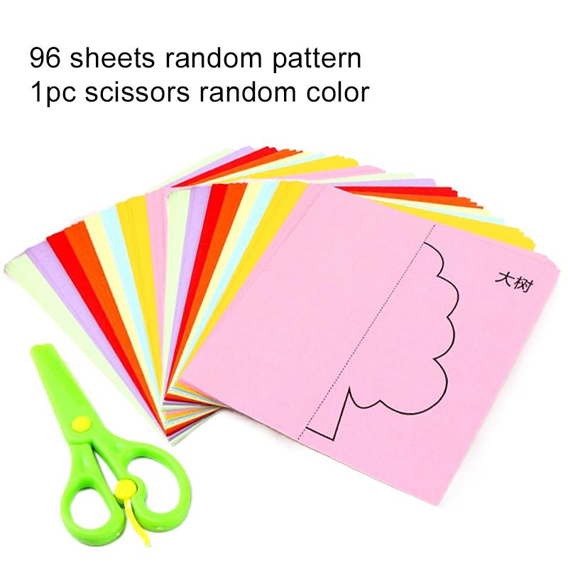 48/96 Blatt Papierschnitte Farbiges Papier Cartoon Büro Kulturartikel Kunst Klassenzimmer Papier Kirigami Schülerbelohnungen TMZ