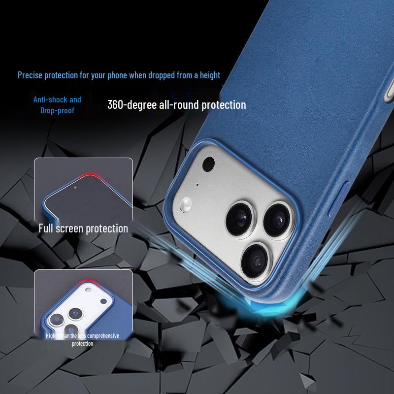 iPhone 17 Air Plain Leather Texture Magsafe Case Pro Max Magnetic Full Coverage Protective