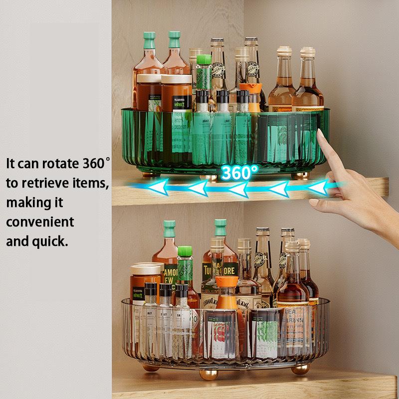 1Pc Rotating Spice Rack For Home Kitchens Multi-Functional Storage Tray For Seasoning Bottles And Jars, And Cosmetics