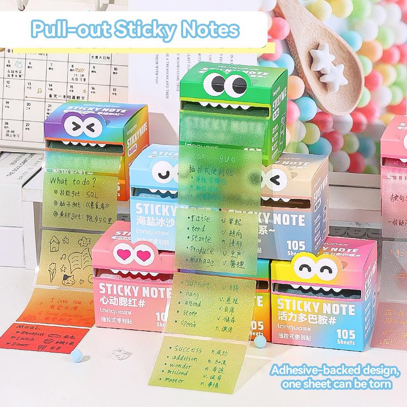 105Sheets/roll Pull-out Sticky Notes Student Languo Adhesive Colored Index Label Stickers DIY Transparent Color Sticky Notes