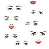 1/2 Sheets Face Expression Sticker Waterproof PVC Self-adhesive DIY Crafts Women Facial Feature Eye Eyebrow Mouth Nose Decoration Decal