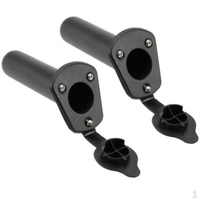 2Pcs Plastic Ing Fishing Boat Rod Holder with Cap Cover Kayak Canoe Accessories - Black