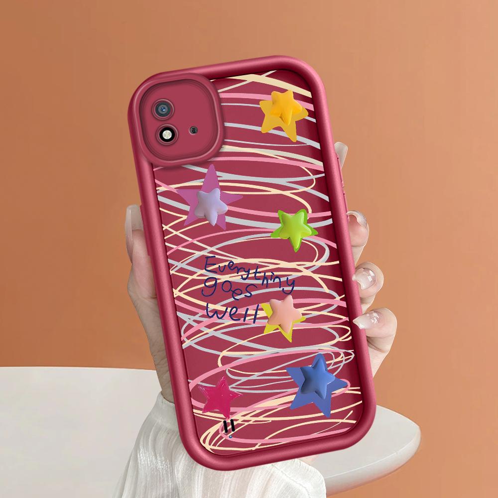 Měkký silikonový čtvercový žebříkový vzor tisku Pouzdro telefonu Plný kryt fotoaparátu Ochranné pryžové pouzdro odolné proti nárazům pro OPPO Realme