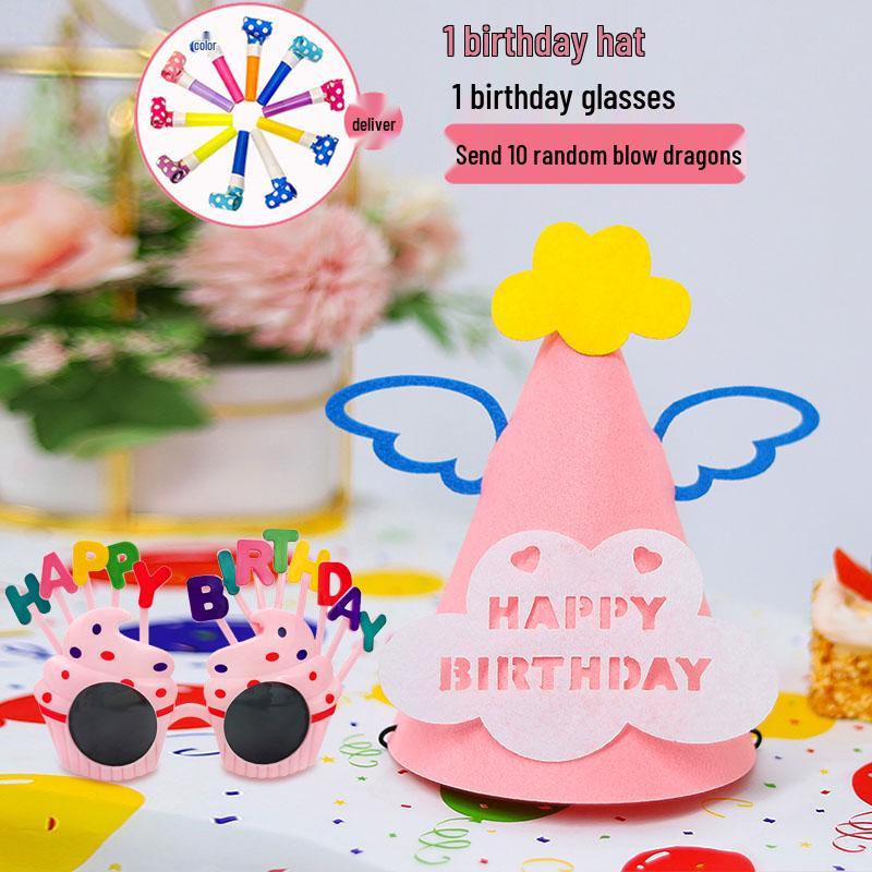First Birthday Party Glasses & Hats Set for Boys and Girls - Cake & Photo Props