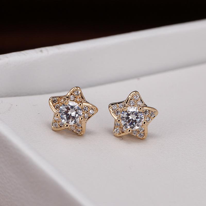 Korean Style Cute Rhinestone Star Stud Earrings - Simple  Girly Jewelry