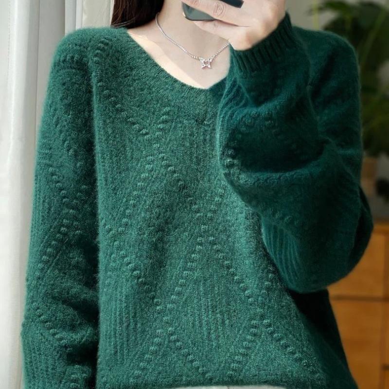 Sweater for Women Autumn Winter Thickened Pullover Warm Knitted Striped Crew Neck Base Layer Stretchy Long Sleeve Oversize Jumper Tops