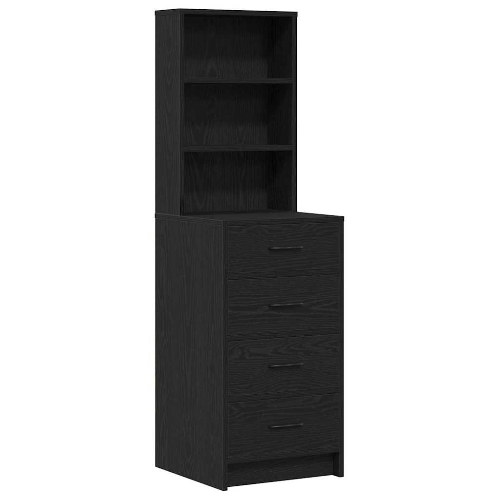 Makeup Table with Shelf 3 pcs Black Oak Effect Particleboard