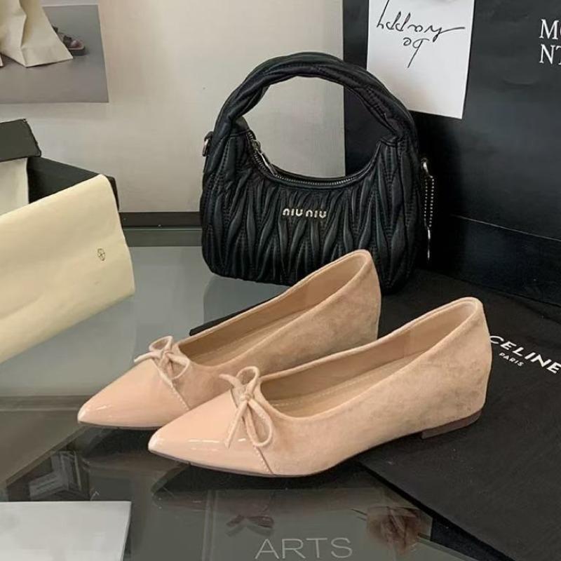 Women Flats New Bow Tie Flats Shoes for Women Ballerinas Pointed Toe Slip On Flat Lazy Loafers Casual Comfortable Sneakers Women