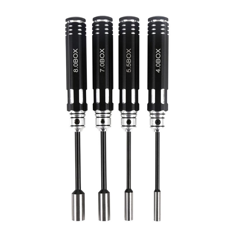 4PCS Screw Driver Sockets Set Screwdriver Tool Hexagonaled Sockets Wrench 4mm 5.5mm 7mm 8mm for Model DIY