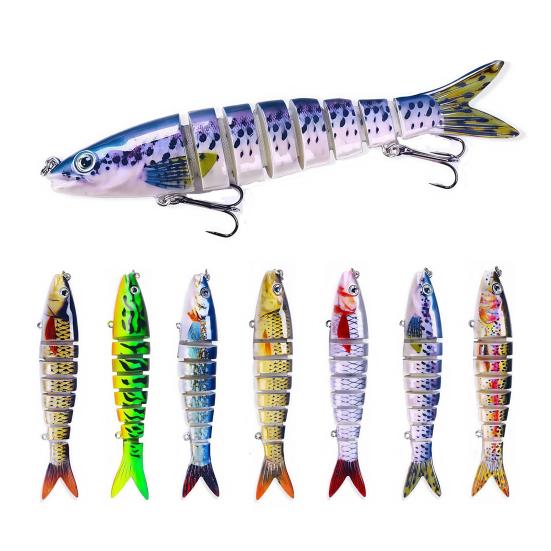 Jointed Artificial Bait Fishing Lure with 3D Eyes Realistic Looking Vibrant Color Fake Bait Hard Lure with Treble Hooks