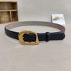 Black Leather Simple Womens Belt With Alloy Pin Buckle For Casual Wear Use Daily