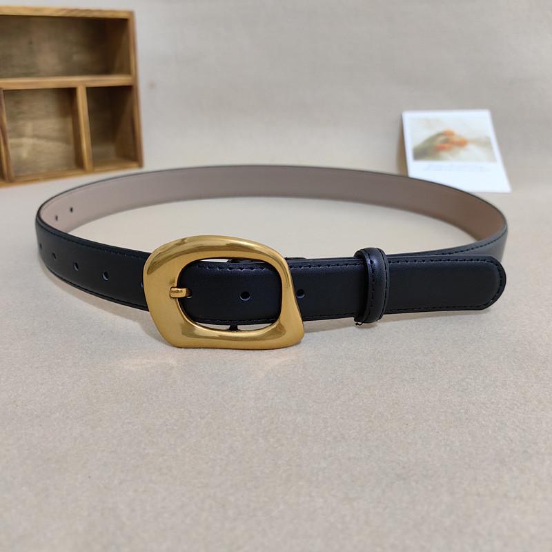 Black Leather Simple Womens Belt With Alloy Pin Buckle For Casual Wear Use Daily