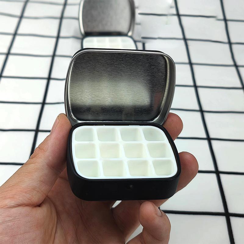 Přenosná prázdná plechová krabička na akvarel 12/24 mřížky Mini paleta akvarelových barev Cestovní podnos na barvy Umělecké potřeby