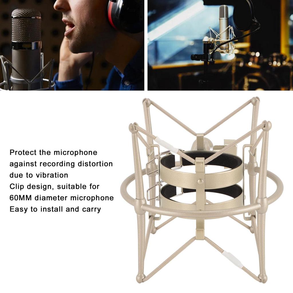 60mm Microphone Shock Mount, High Sound-Isolating Microphone Clip Holder Mount, Anti-Vibration Microphone Shock Mount for Broadcast and Recording