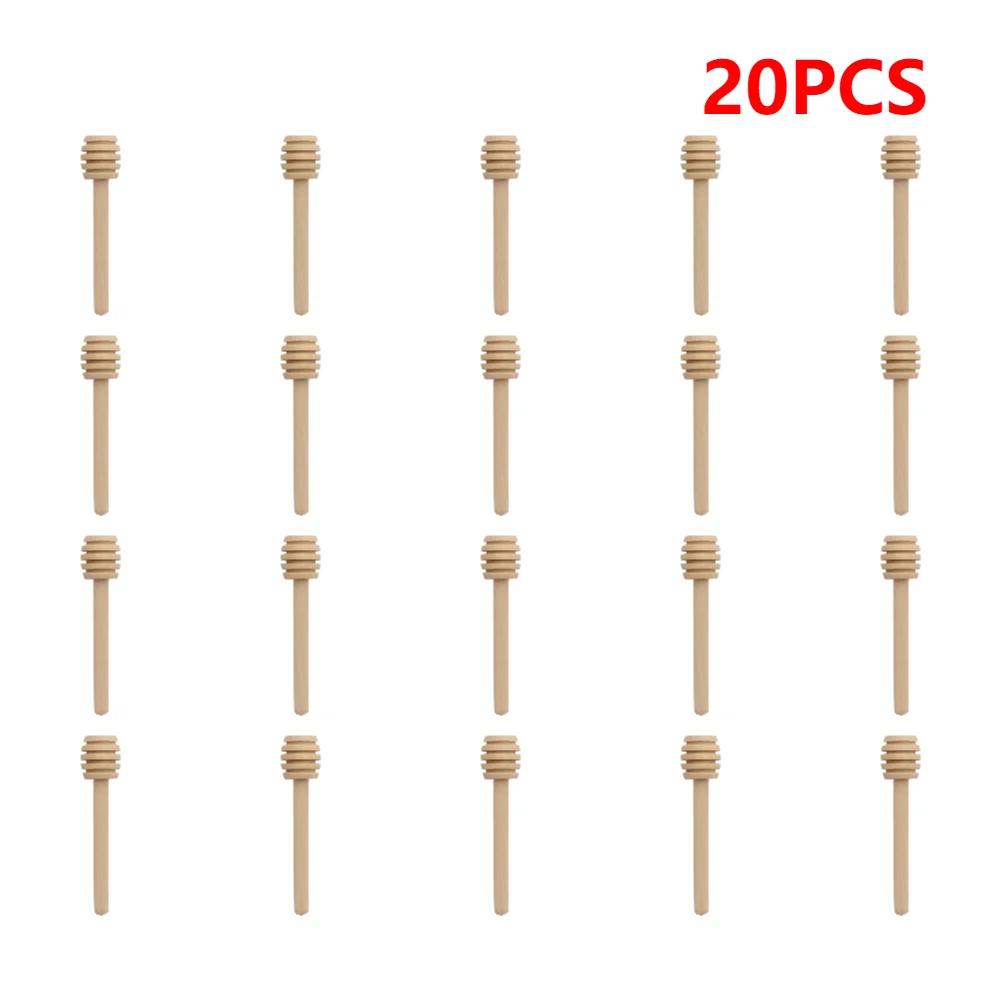 1-100PCS Wood Honey Spoon Stick Honey Stir Bar Mixing Handle Honey Wood Dipper Jar Spoon Honey Dipper Wooden Stirring Tools