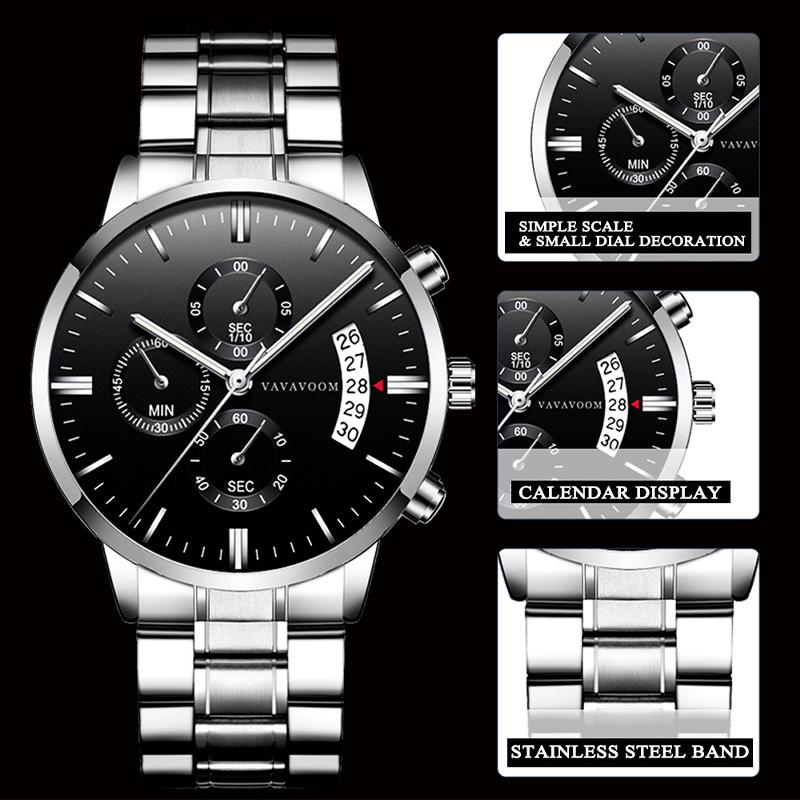 VA VA VOOM Edelstahl Männer Uhren Luxus Top Marke Mode Casual Kleid Quarz Armbanduhr Relogio Masculino Business Kalender Uhren