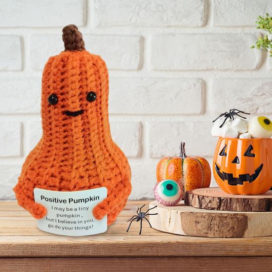 Halloween Pumpkin Decoration Crochet Pumpkin Hug Handmade Positive Energy Ornament for Mental Health Support