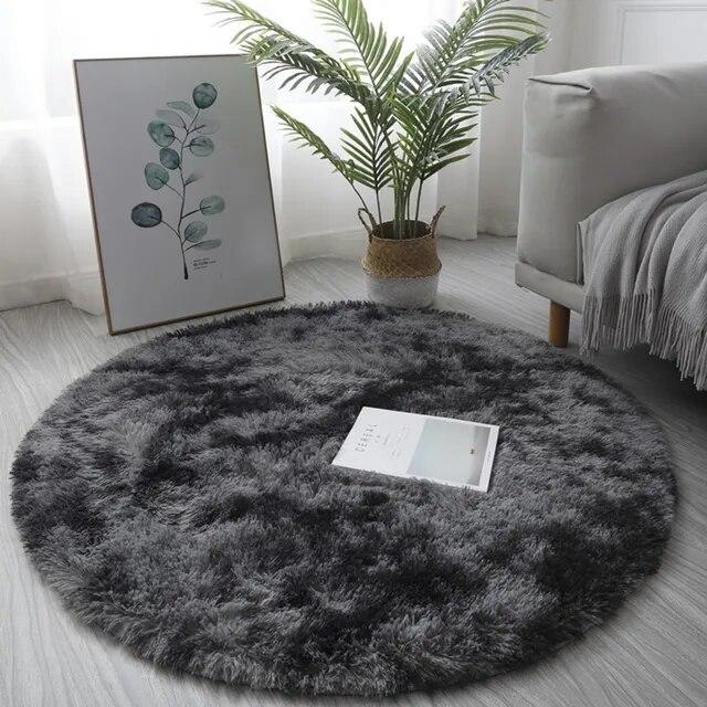 Home Textile Decoration Circle Round Shaggy Rug Living Room Bedroom Carpet Floor Mat Anti-Skid Soft And Valuable Area Rug 1pc