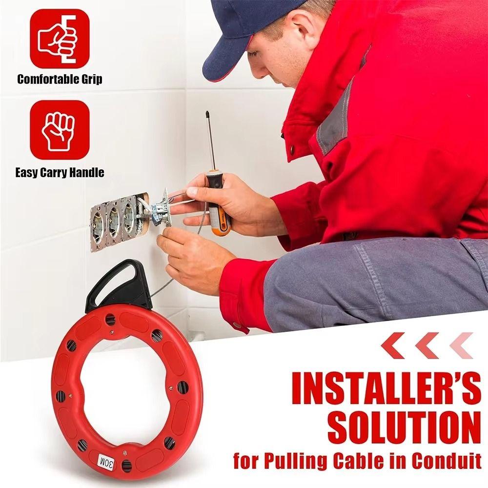 30 Meters Electrician Wire Cable Threading Device Red Electrician Cable Puller  Construction Sites