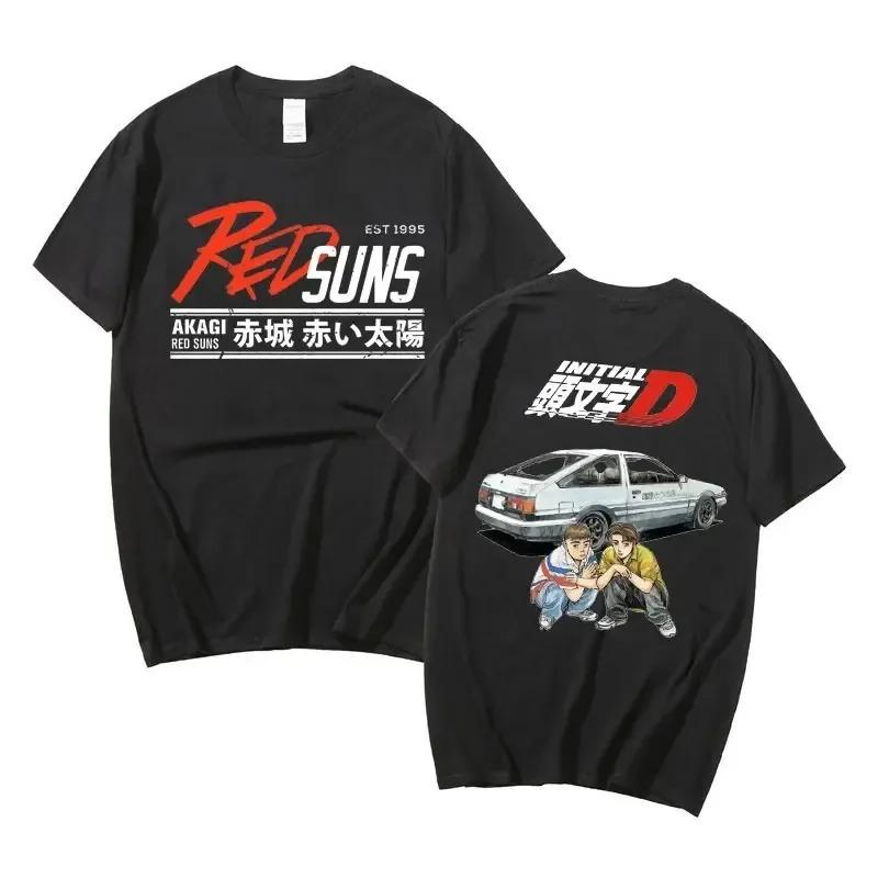 Anime Drift AE86 Initial D Oboustranné tričko s kulatým výstřihem a krátkým rukávem, letní, ležérní, unisex, R34 Skyline GTR JDM Manga trička