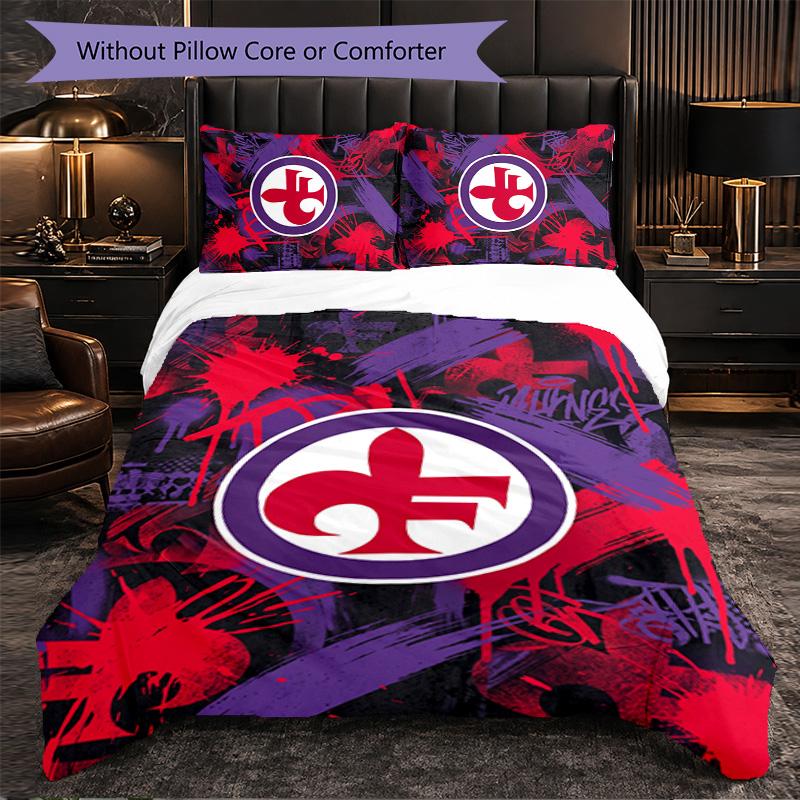 Fiorentina FC Themed Bedding 3Pcs Duvet Cover Set Decorative Bed Linen For Teen Room Home Decoration