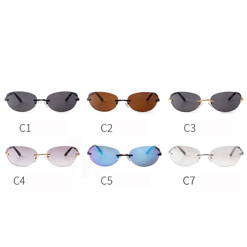 Fashion Y2K Oval Sunglasses for Women Men Brand Design Futurist Frameless Sun Glasses Cycling Sports Glasses S8765