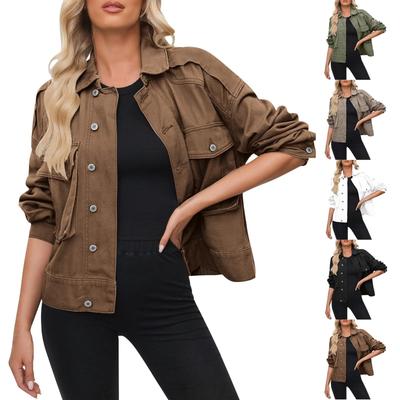 Γυναικείο Stretch Τζιν μπουφάν μακρυμάνικο Jean Jacket Trucker Jacket με τσέπη