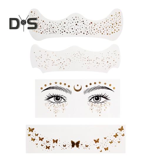 

4 шт. металлические наклейки для татуировок на лице с веснушками, временные наклейки с золотым блеском для макияжа для женщин и девочек, водонепроницаемые долговечные татуировки на лице 1 Set