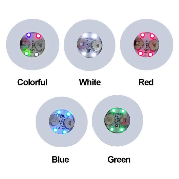 Dessous de verre à LED, autocollants LED, dessous de verre rond avec 4 lumières changeantes, alimenté par piles pour [235]