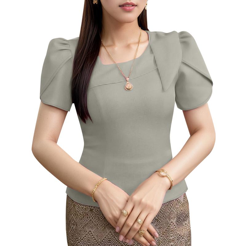 ZANZEA Bluză Casual de Vară cu Guler Pătrat și Mâneci Scurte pentru Femei