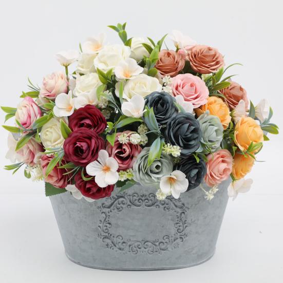 Simulated Roses Artificial Flowers Bouquet Real Touch Fake Roses for Home Wedding Office Decor Faux Silk Flowers All Year Round Bouquet for