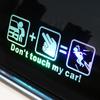 Seven-Color Reflective Car Window Sticker: 'Don't Touch My Car' Cartoon Design