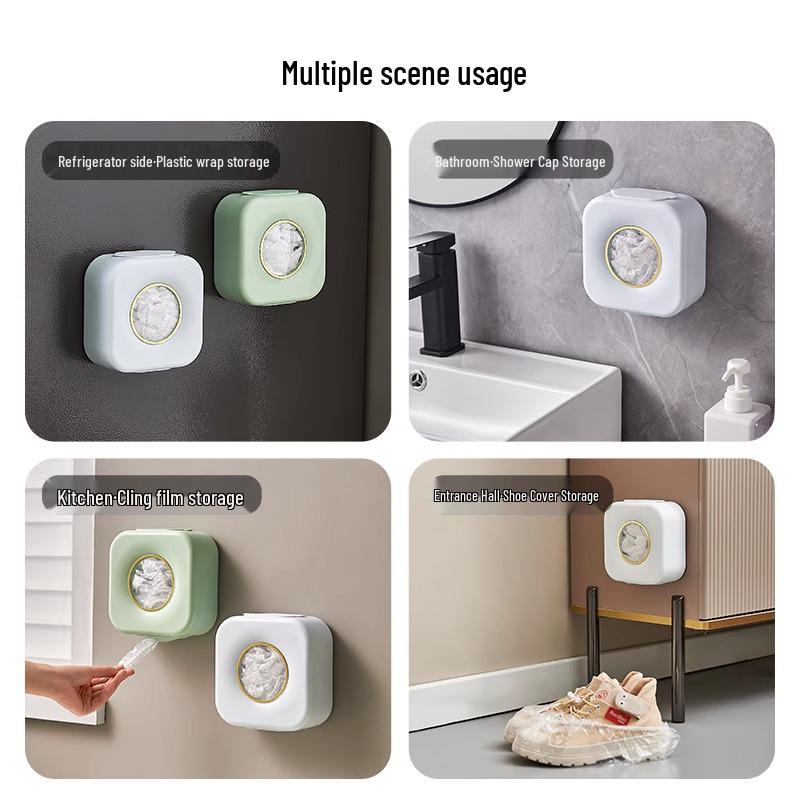 Wall-Mounted Cling Film Dispenser & Storage Box Organizer