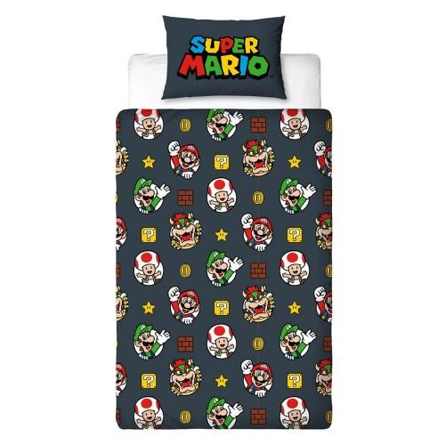 Super Mario Single Duvet Cover Set cm nero