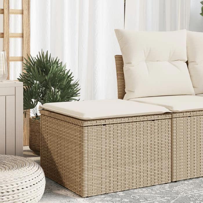 VidaXL Garden Stool with Cushion, Seat with Cover, Outdoor Patio Balcony Terrace Furniture, Beige 55x55x37cm 366057