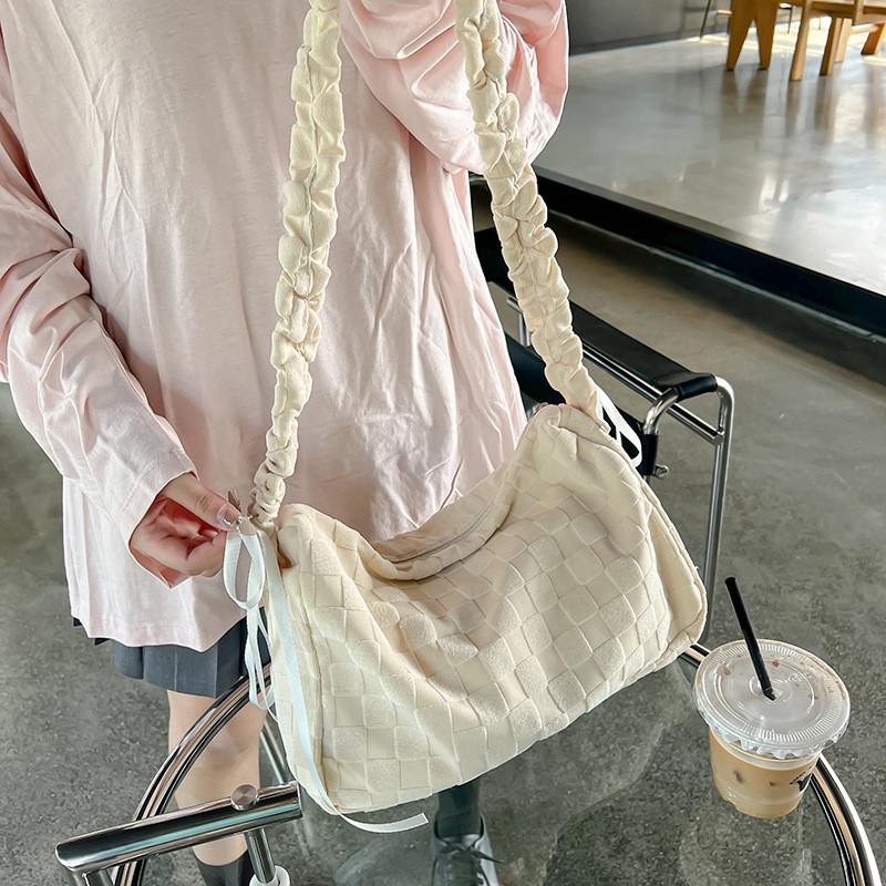 Cotton Girl Sash Bag With Bowknot Closure For Daily Casual Use